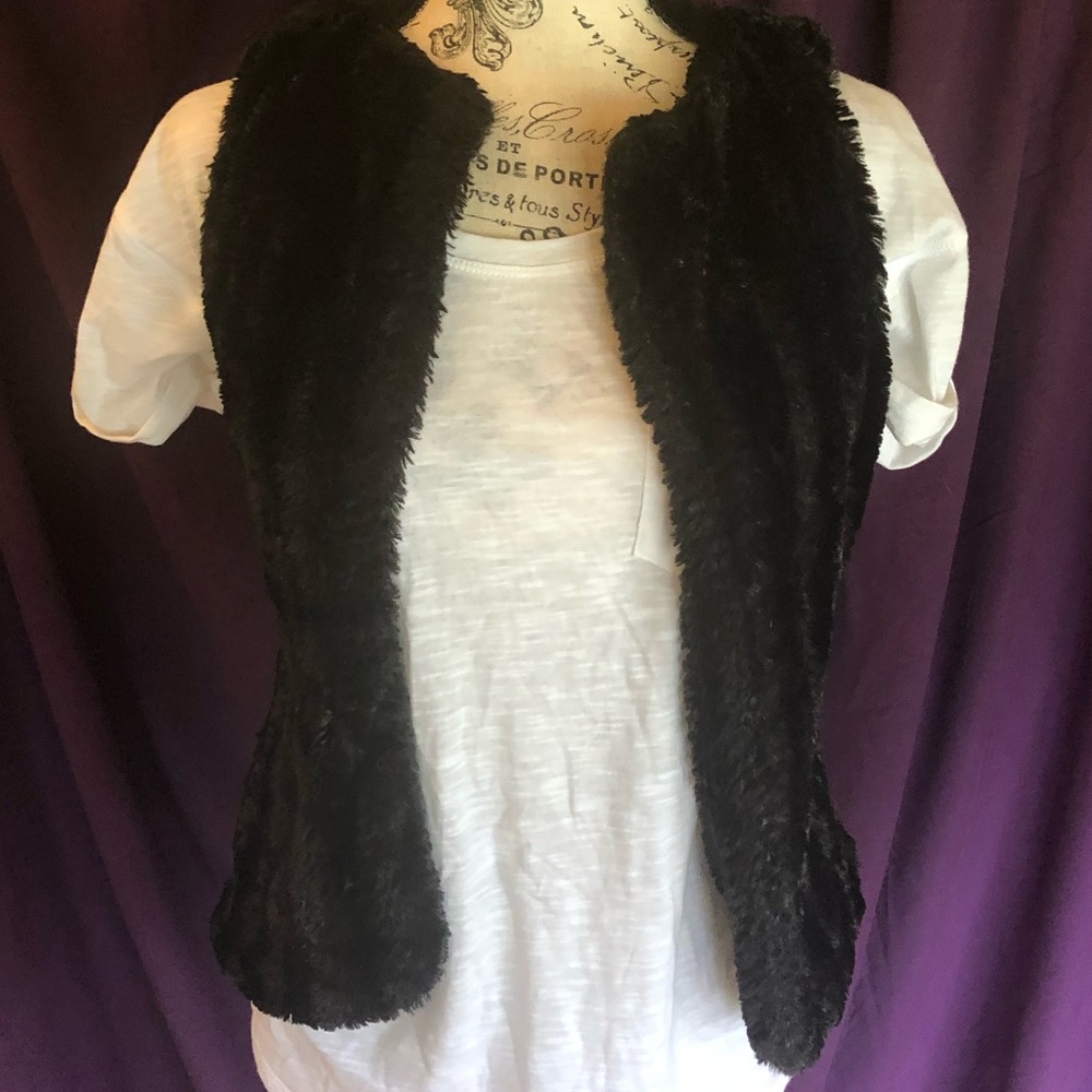 Black furry vest